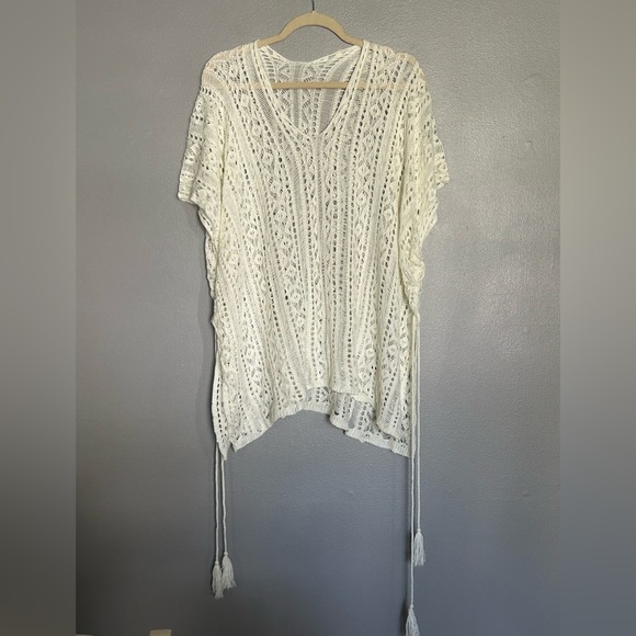 Cream‎ Crochet Short Kimono with Side Rope Tassels Medium - Picture 1 of 4